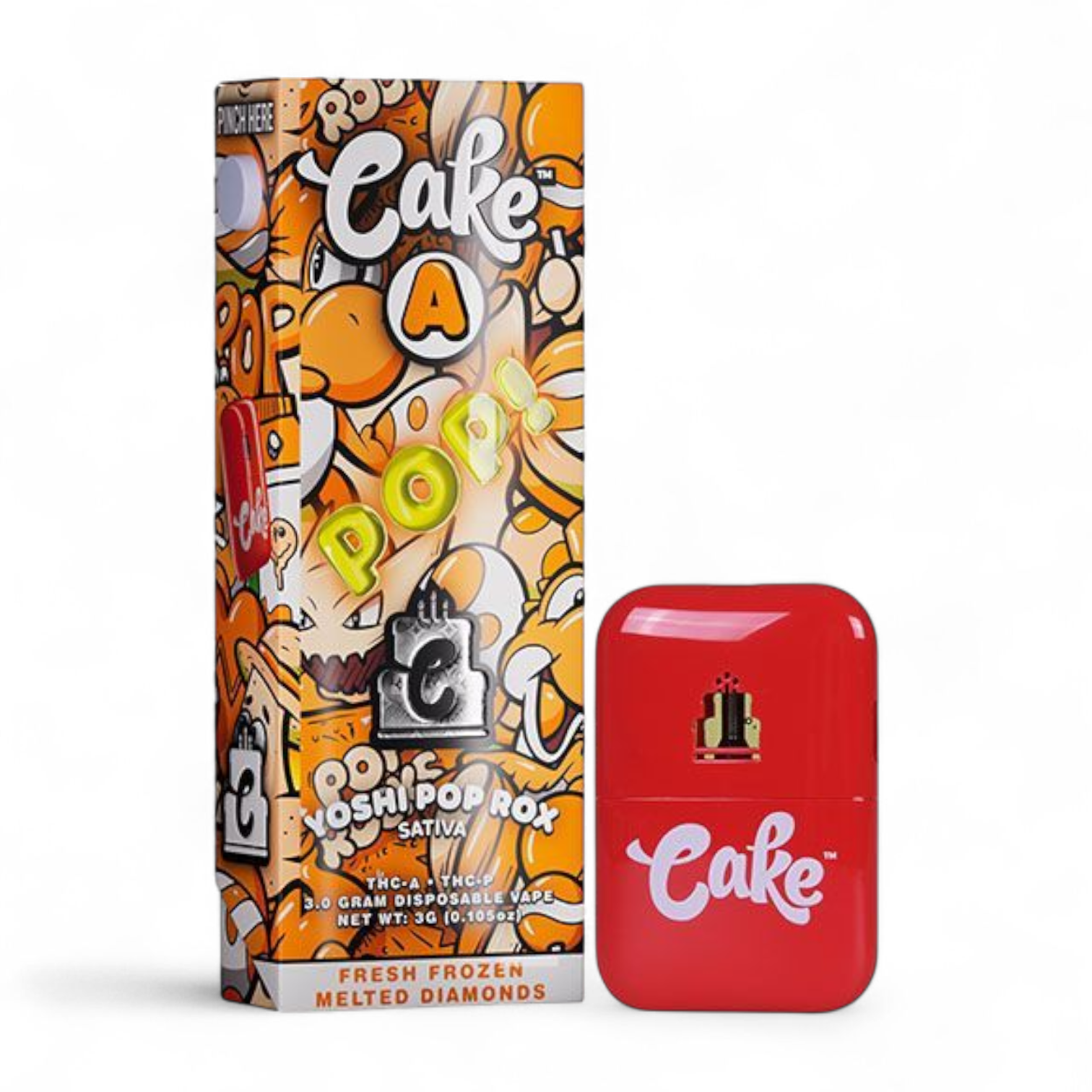 Cake - Fresh Frozen Melted Diamonds - Yoshi Pop Rox Disposable - THCA/THCP - $24.99 Classy C Cake - Fresh Frozen Melted Diamonds - Yoshi Pop Rox Disposable - THCA/THCP - $24.99 Classy C