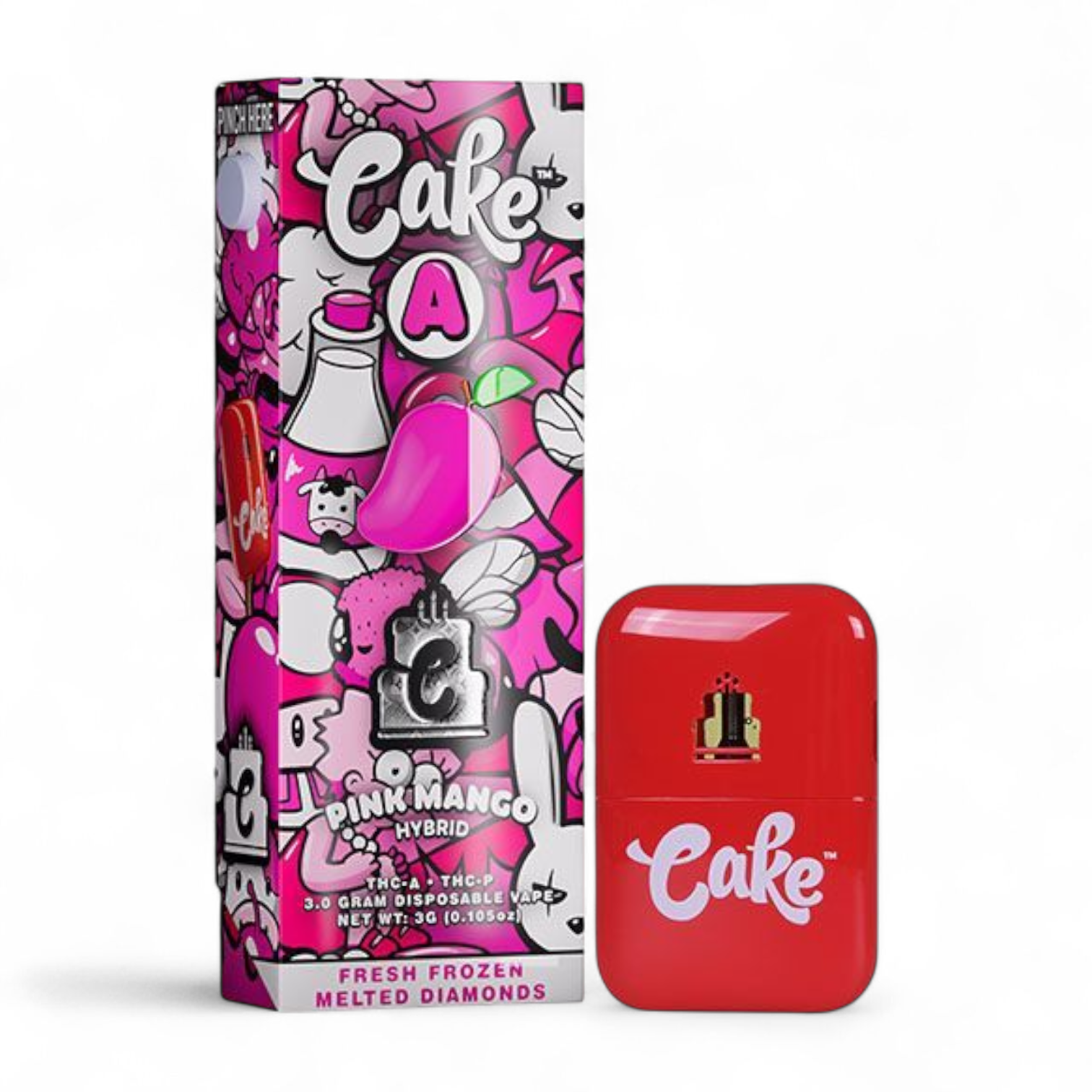 Cake - Fresh Frozen Melted Diamonds - Pink Mango Disposable - THCA/THCP