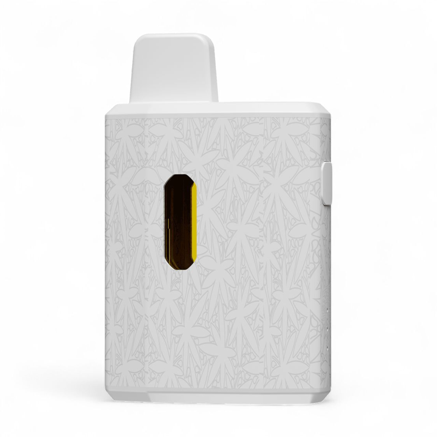 White electronic device with textured surface and yellow accent on a white background