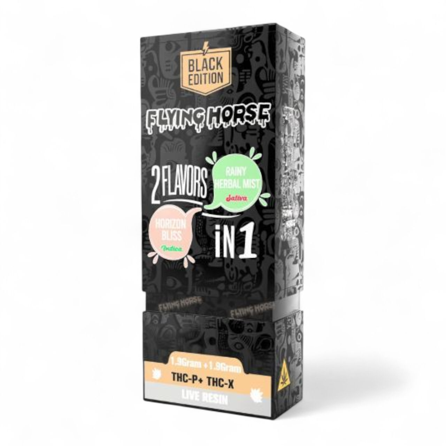 Flying Horse - 2-in-1 Black Edition - Rainy Herbal + Horizon Bliss Disposable - THCP/THCX